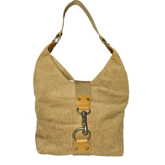 Vintage Y2k Gap Corduroy Hobo Shoulder Bag With Geometric Lining Clip Closure - Picture 16 of 16